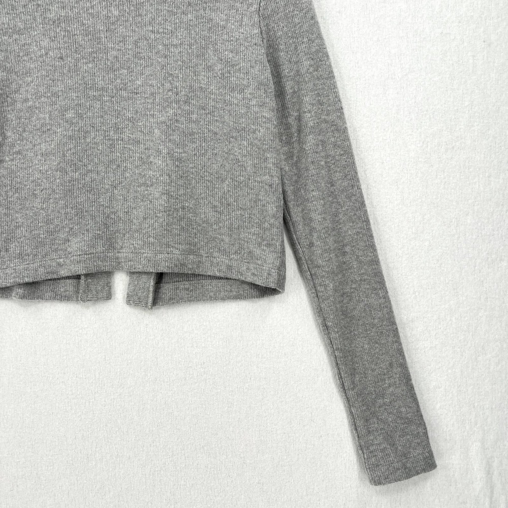 ENZA COSTA Sweater Womens Medium Gray Cropped Long Sleeve Open Cardigan NEW - Picture 6 of 9